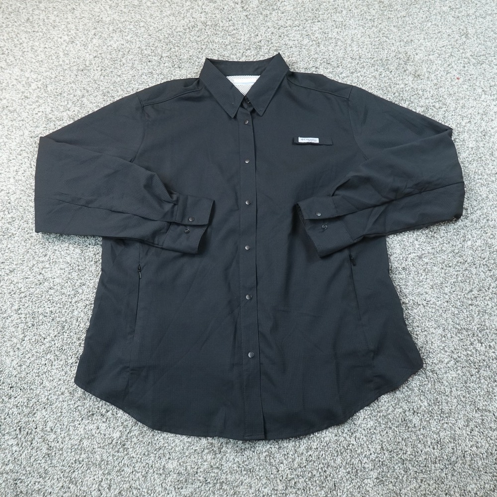 NEW Columbia Shirt Mens XL Black PFG Fishing Button Up Long Sleeve Outdoor Hike